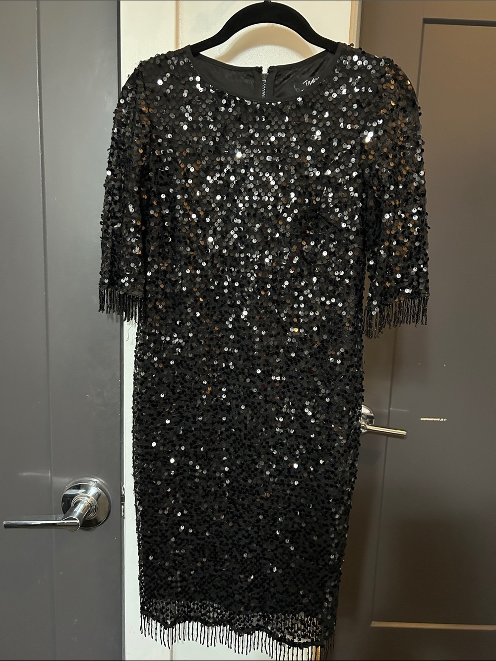 Zara Black Sequin Fringe Sheath Dress